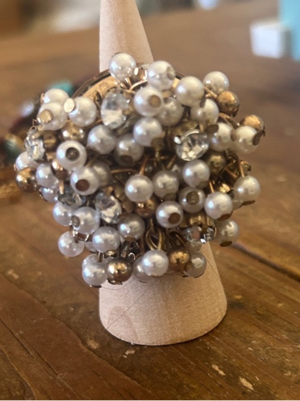 & Other Stories Clustered Pearl and Gold Bead Statement Ring